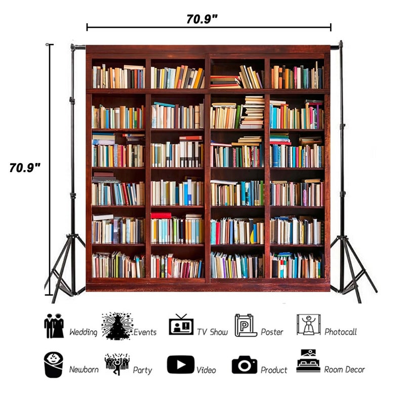 AOFOTO خلفية مكتبة AOFOTO 6x6 قدم لالتقاط الصور خلفية مكتبة المدرسة متجر الكتب فتى فتاة طالب مراهق بورتريه مكتب اجتماع زوم تصوير استوديو دعائم فيديو ستارة ورق حائط سلسة - Image 4